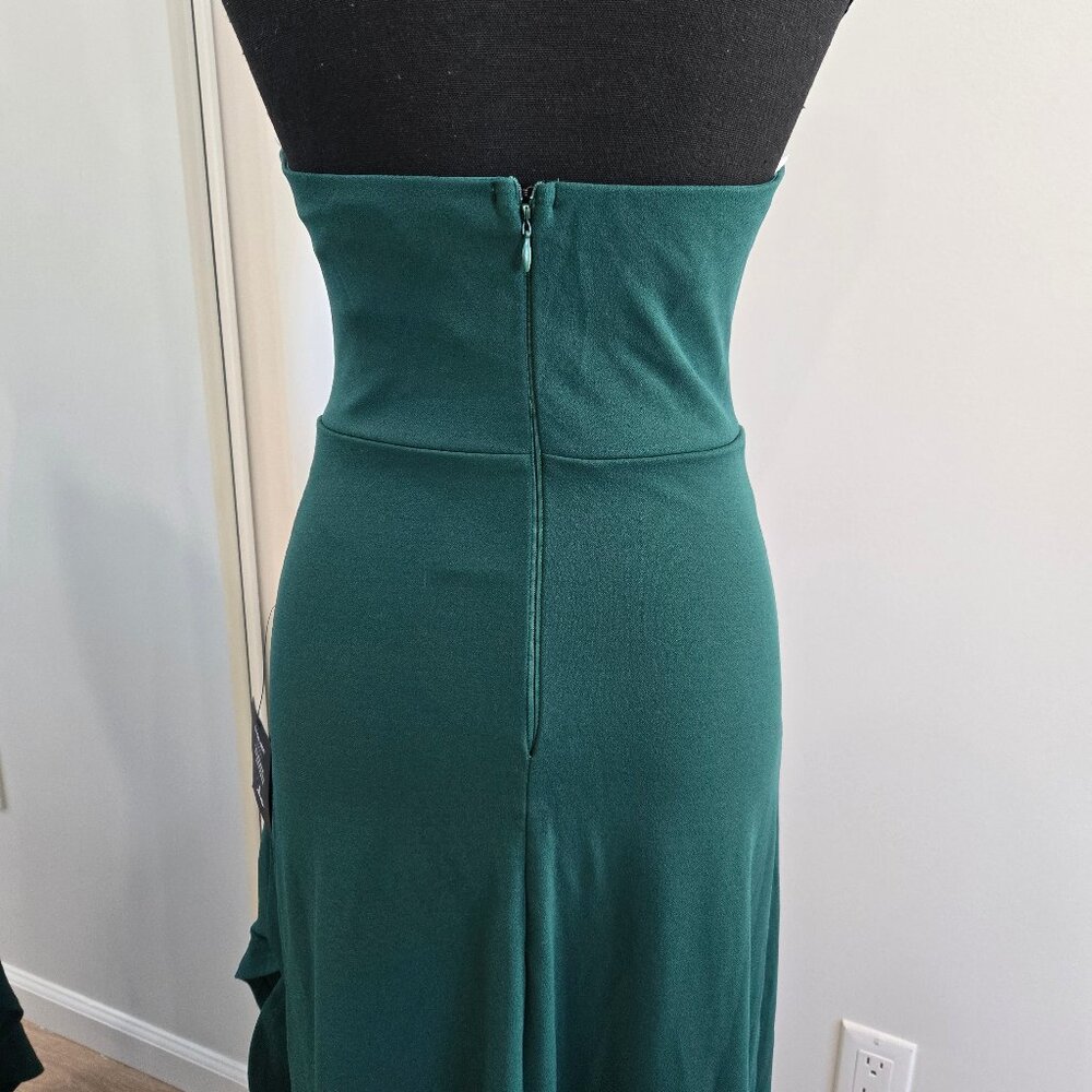 Lulus Ruffled Halter Maxi Dress Emerald Green Small Flaw Pearl New With Tags $99 - Picture 15 of 16